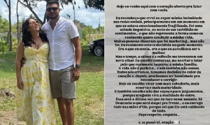 Após anunciar nas redes sociais o fim do casamento, influenciadora de Marabá Roselaine Andrade conta que reatou