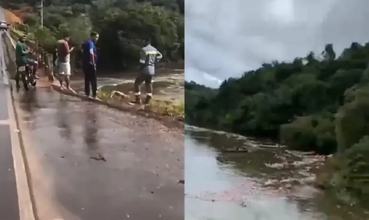 Caminhão cai de ponte sobre o Rio Curuá-Una na PA-370, em Santarém