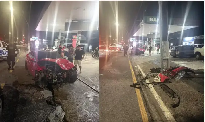 Carro colide contra poste e motorista é socorrido em Belém