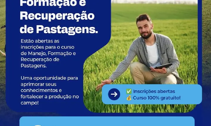 Prefeitura de Bannach e Senar oferecem curso gratuito sobre manejo e recuperação de pastagens