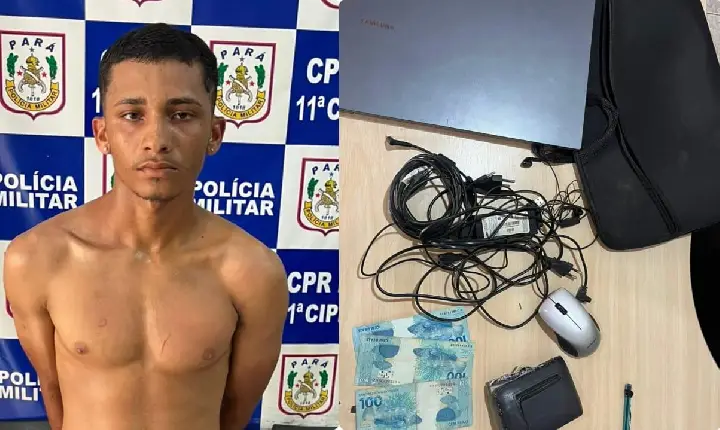 Suspeito é preso após furtar dinheiro e notebook de carro em Rondon do Pará