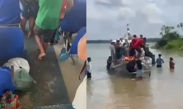 Susto no rio Tapajós: lancha quase naufraga após embarcação alagar em Itaituba