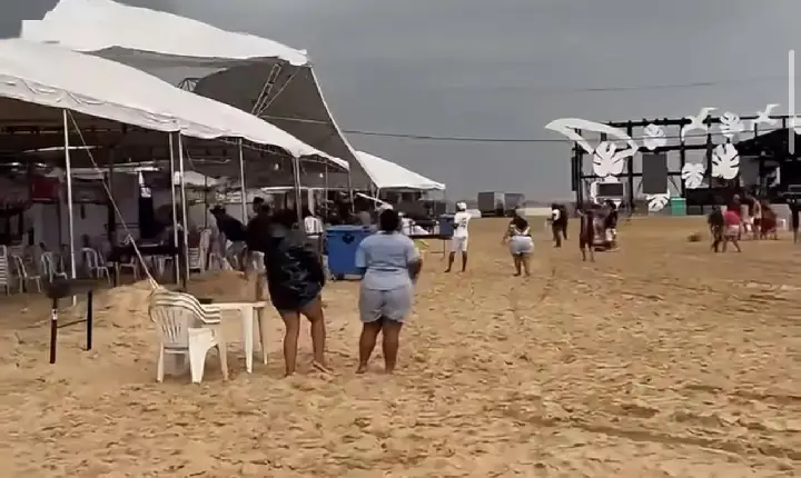 Ventos fortes arrancam tendas e barracas de acampantes e comerciantes em Conceição do Araguaia