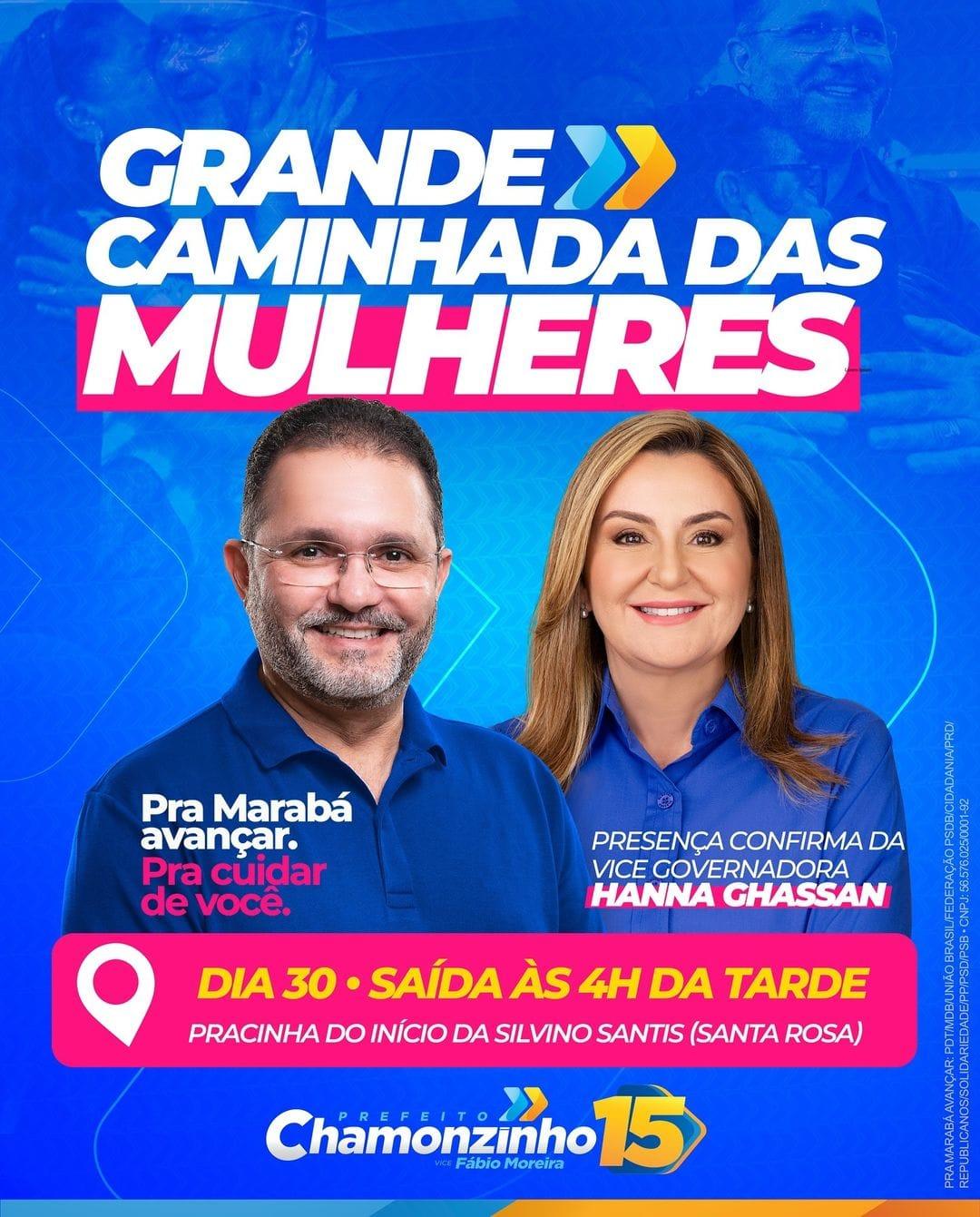 Em Marabá, Chamonzinho participa da grande caminhada das mulheres nesta sexta-feira (30)