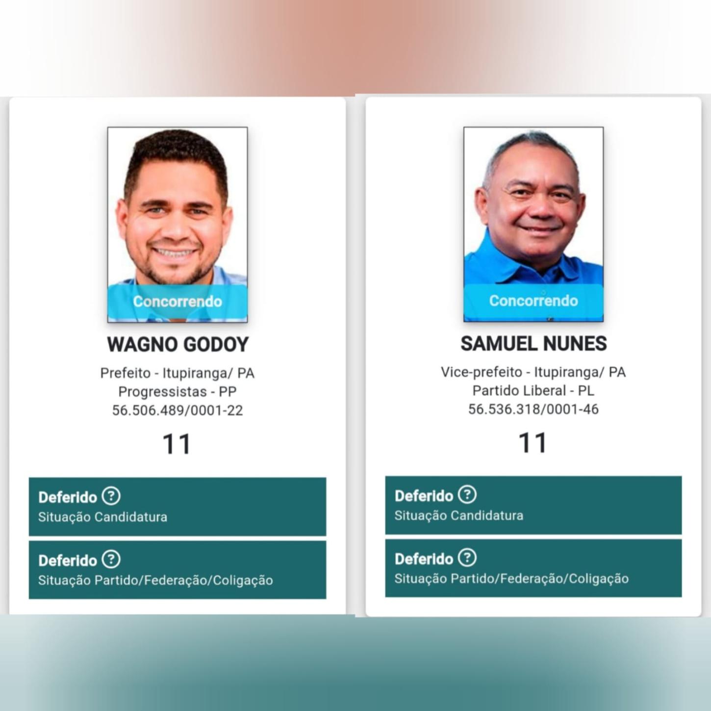 Itupiranga: Candidaturas de Wagno Godoy e Samuel Nunes são deferidas pelo TSE