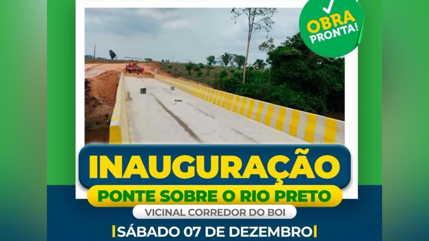 Prefeitura de Novo Repartimento inaugura ponte sobre o Rio Preto neste sábado (07)