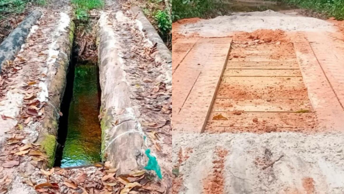De forma ágil e segura, prefeitura de Breu Branco conserta ponte da vicinal Parafuso, na Vila Califórnia