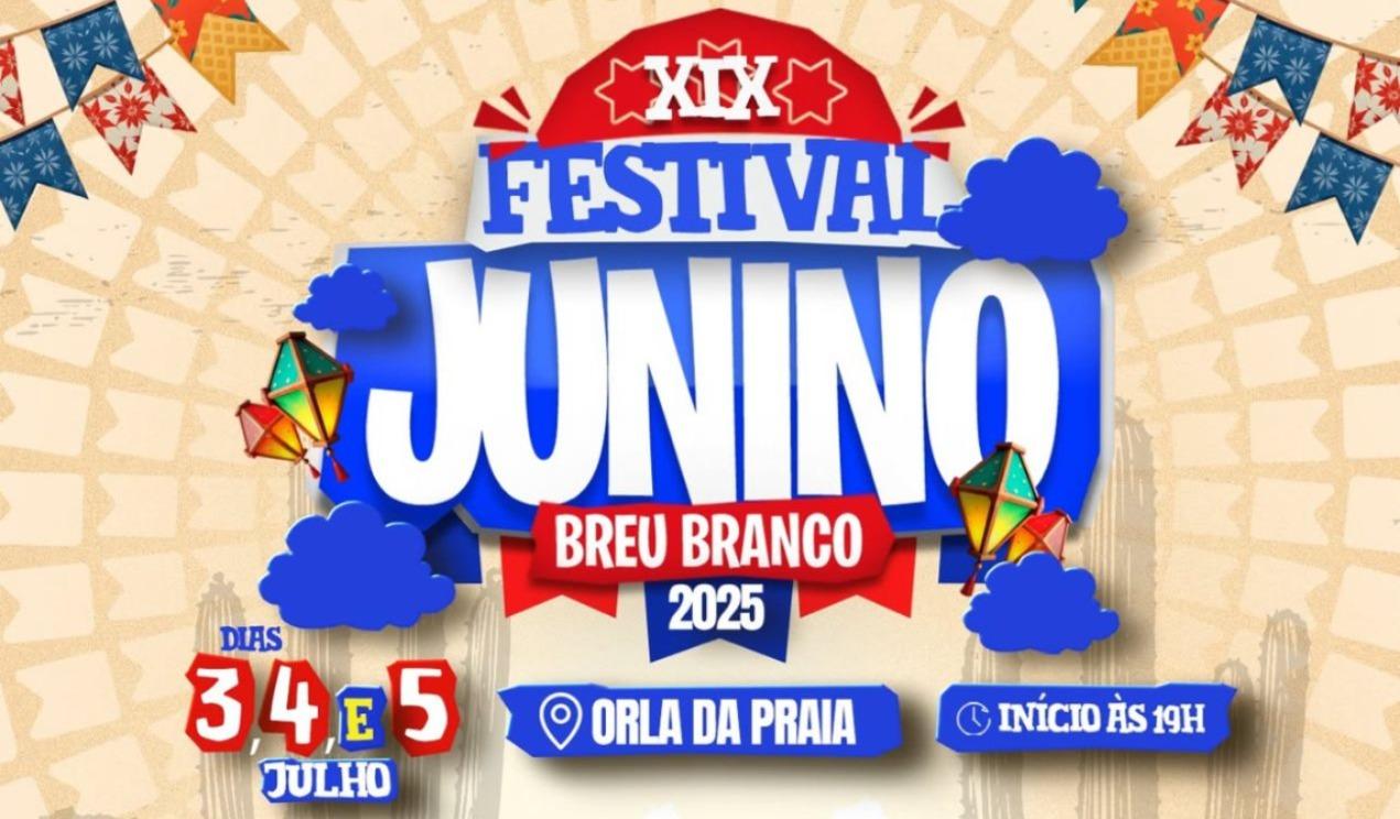 19º Festival Junino de Breu Branco promete três noites de cultura, tradição e emoção na Orla da Praia