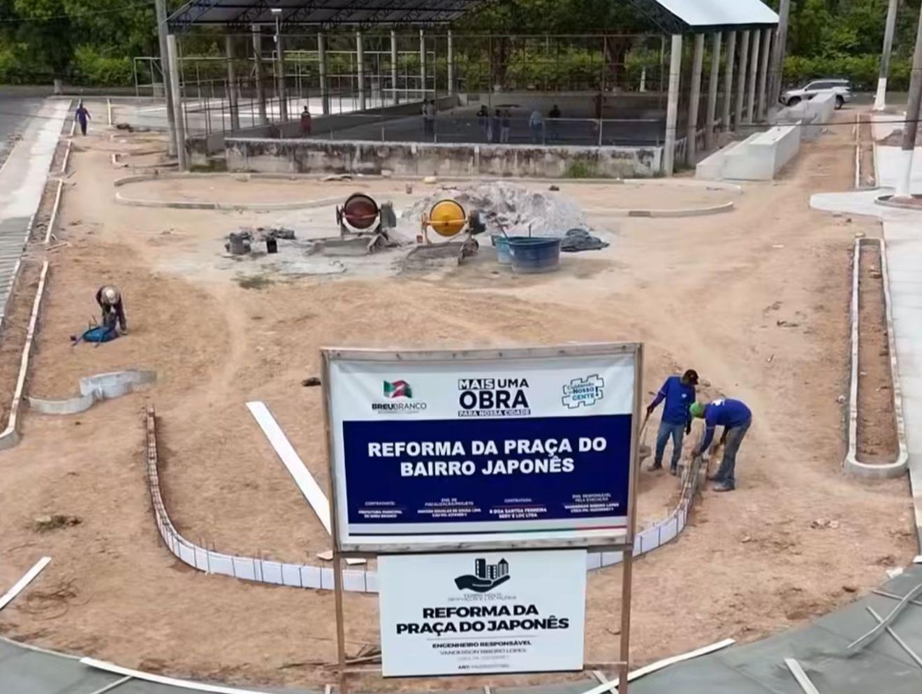 Novidade: praça do Bairro Japonês será a primeira com grama sintética em Breu Branco; confira