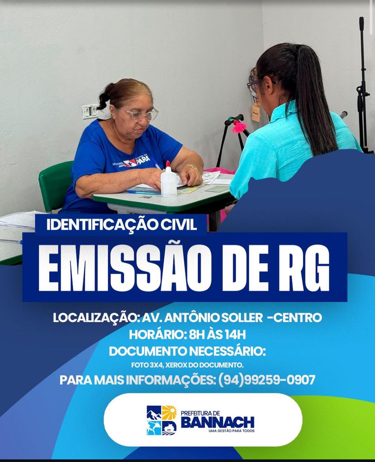 Ações sociais e sempre pensando no povo: Prefeitura de Bannach realiza emissão de RG para a população