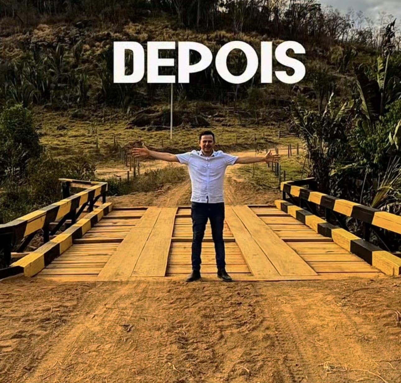 Prefeito Valber Milhomem vistoria ponte recém-construída no Riozinho 2, em Bannach