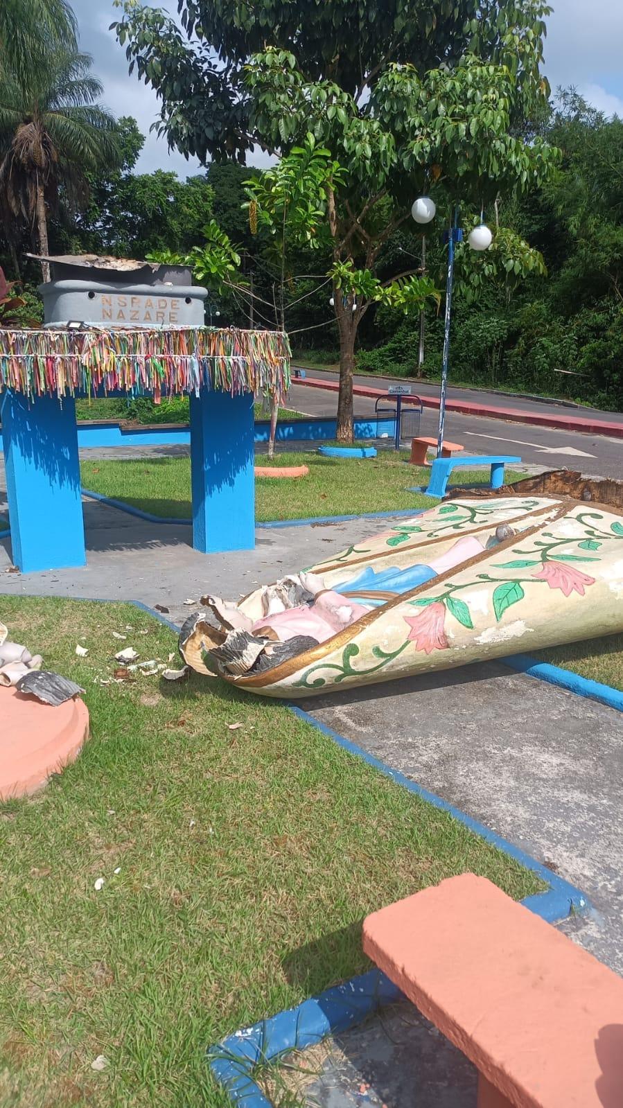 Estátua de Nossa Senhora de Nazaré é destruída em Castanhal e polícia investiga caso