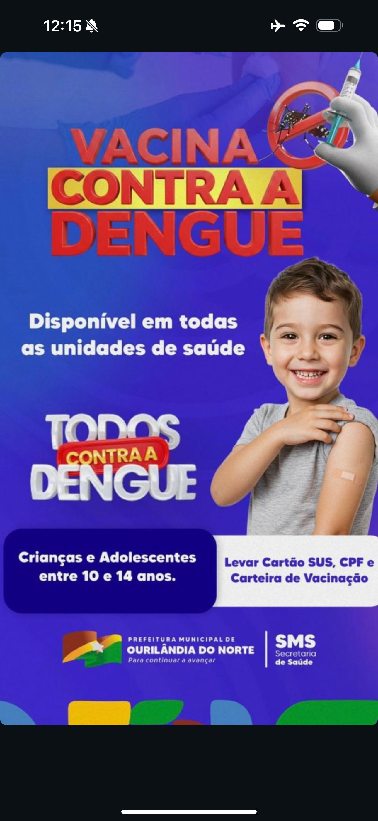 Ourilândia do Norte inicia vacinação contra a dengue para crianças e adolescentes