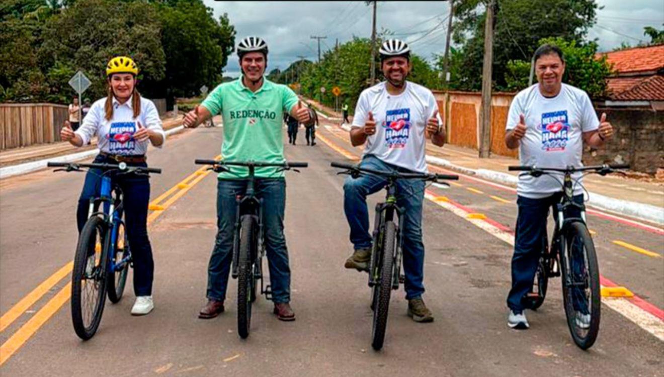 De bike no asfalto novo, Dr. Rener inaugura a Av. Marechal Rondon em Redenção