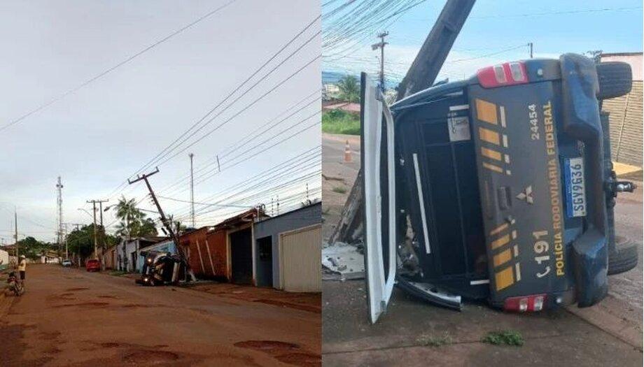 Viatura da Polícia Rodoviária Federal capota em Altamira