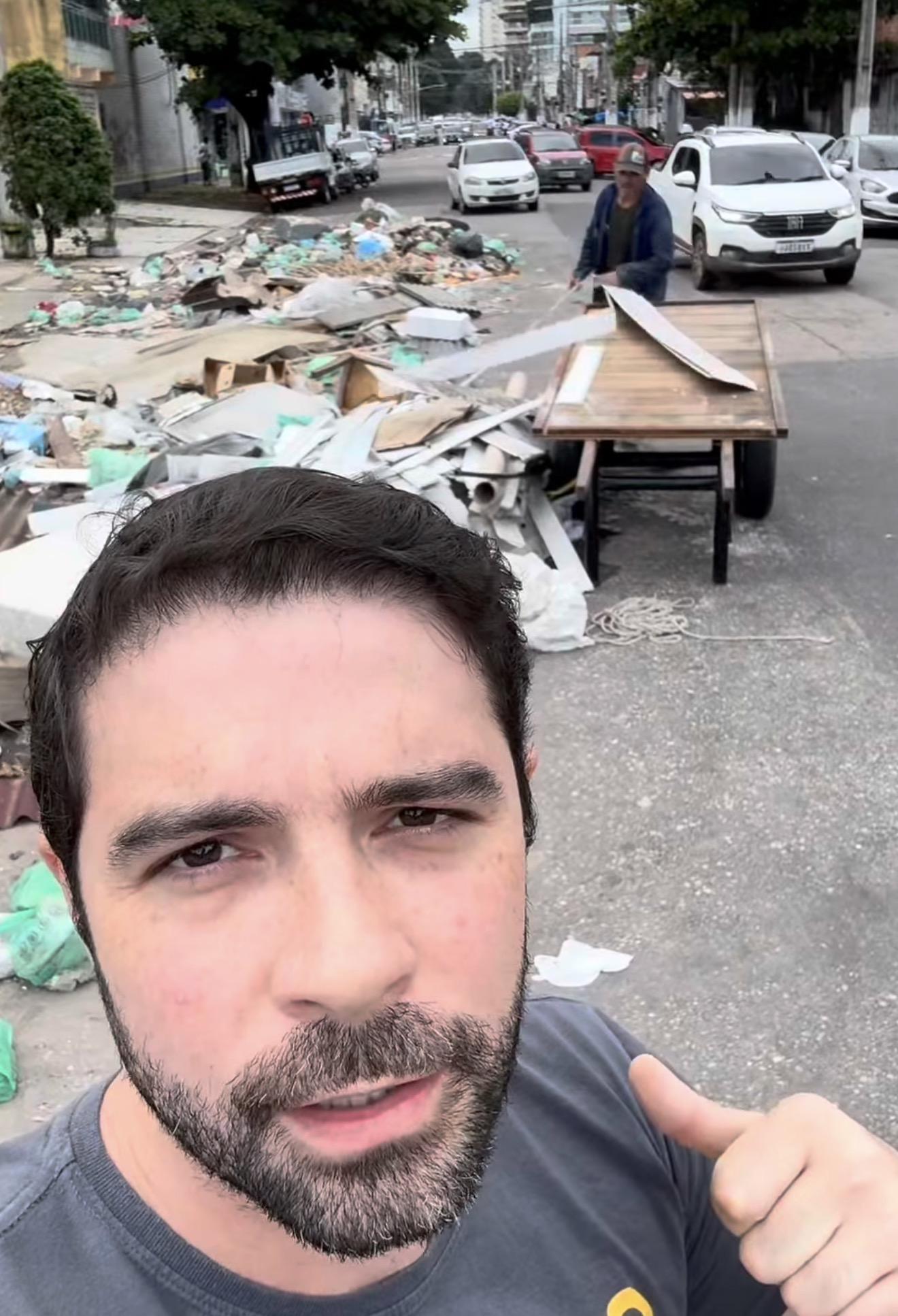 Igor Normando flagra e adverte carroceiro que despejava lixo em Belém