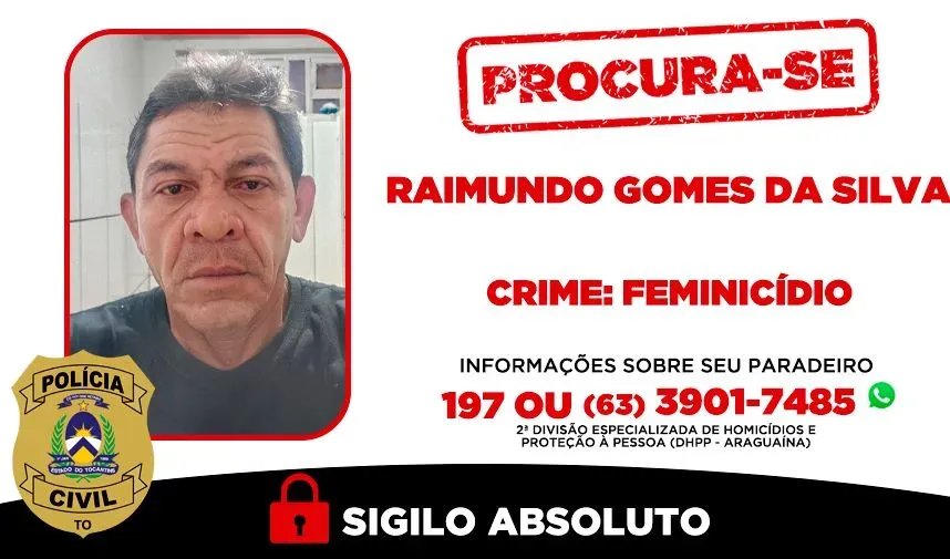 Polícia Civil indicia marido por feminicídio de merendeira em Araguaína; suspeito está foragido