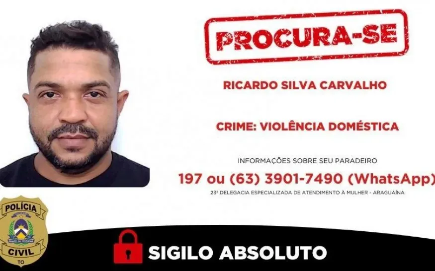 Polícia Civil procura foragido por violência doméstica e descumprimento de medidas protetivas em Araguaína