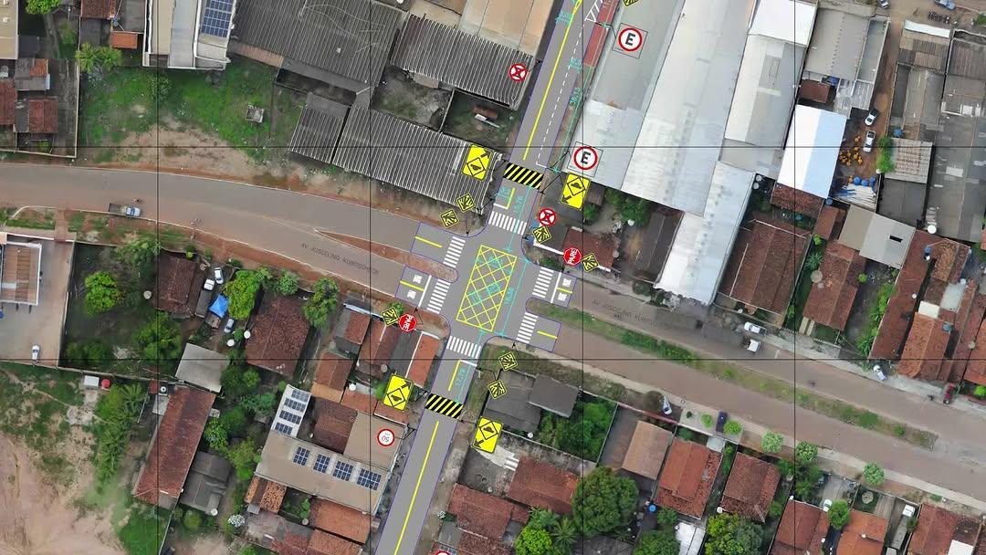 Prefeitura de Redenção instala quebra-molas em cruzamento da Avenida Mato Grosso com JK