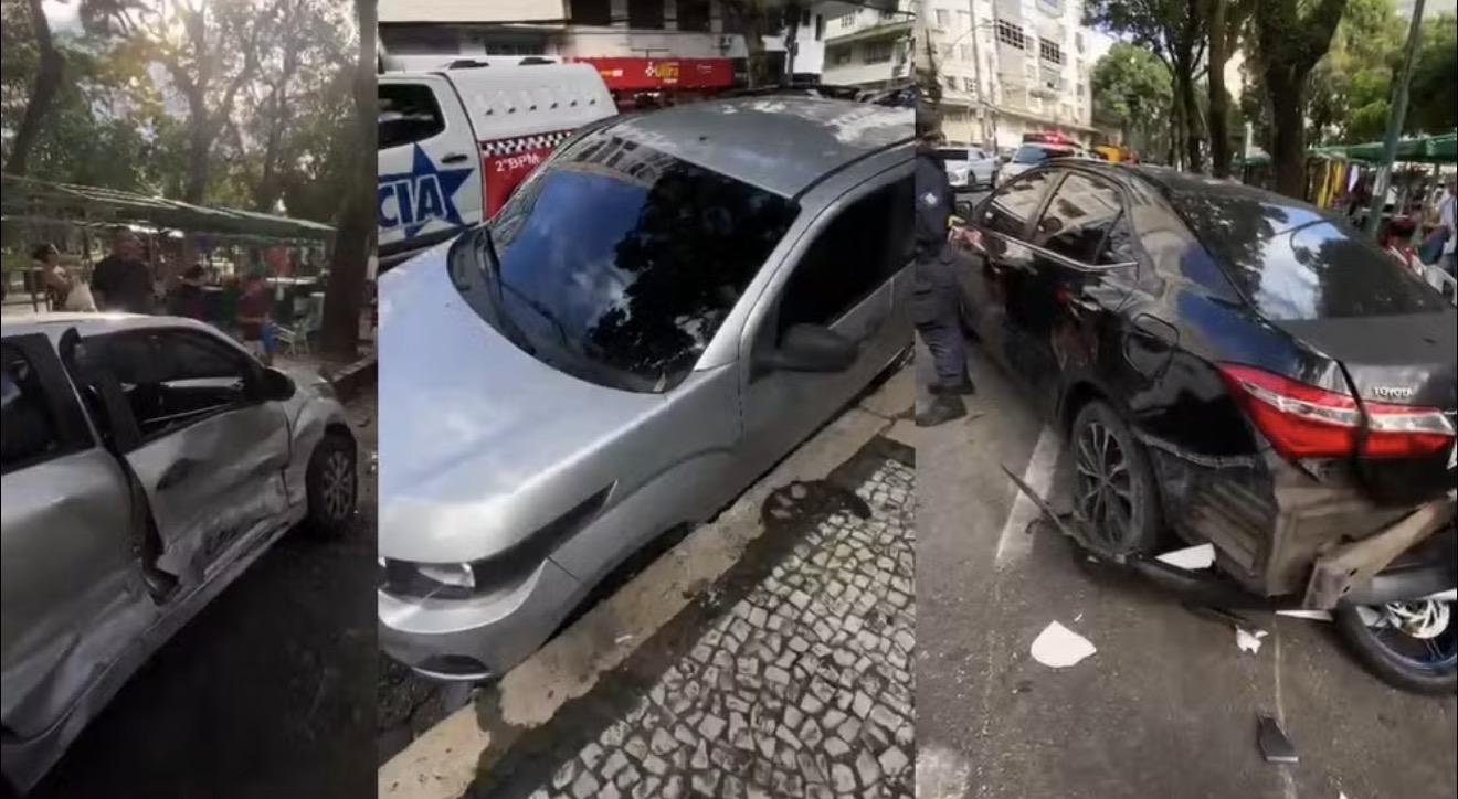 Motorista atinge cinco veículos estacionados em avenida de Belém
