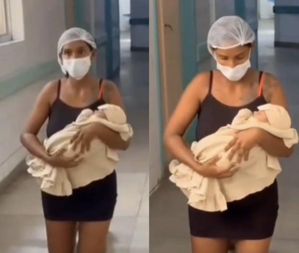 Uma mãe deixou a maternidade de joelhos após a alta do filho recém-nascido em Maceió