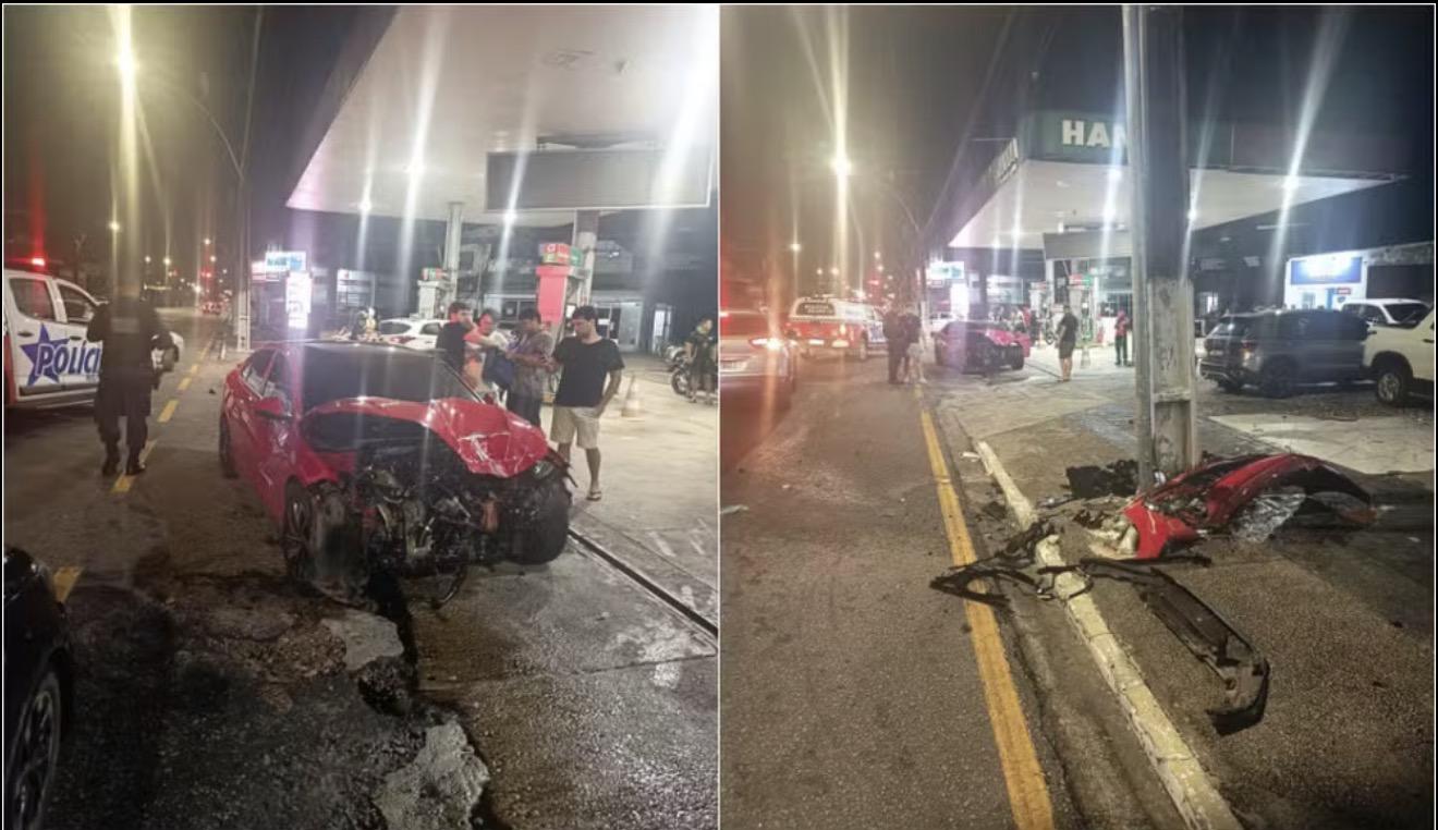 Carro colide contra poste e motorista é socorrido em Belém