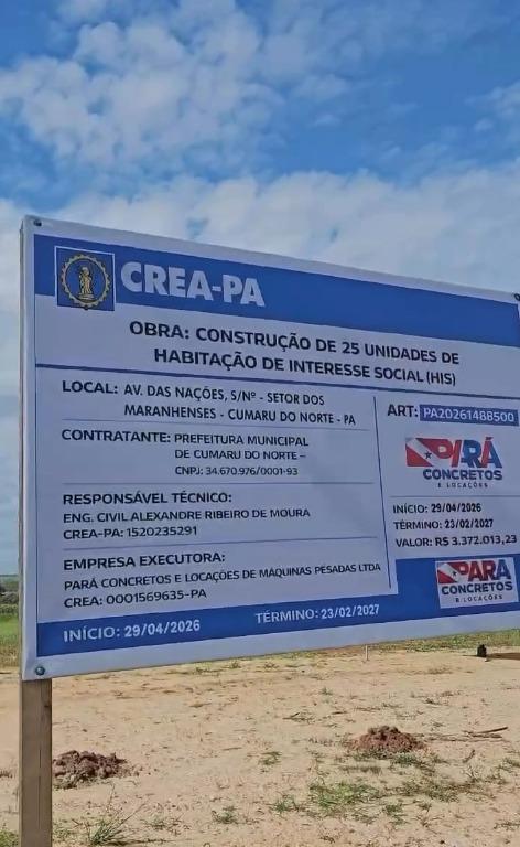 Construção de 25 casas populares é iniciada em Cumaru do Norte