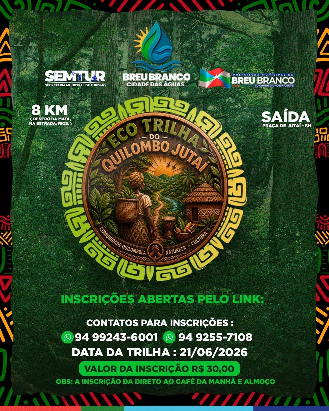 Eco Trilha do Quilombo Jutaí abre inscrições em Breu Branco