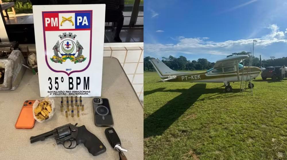 Polícia apreende avião com ouro e arma de fogo em aeródromo em Belterra