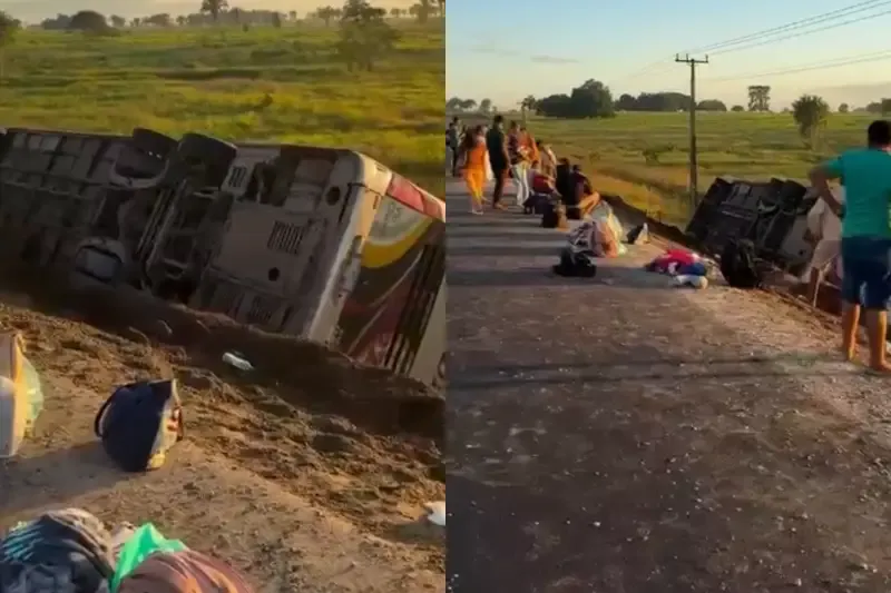 Homem morre e 12 pessoas ficam feridas após ônibus tombar na Rodovia Transamazônica