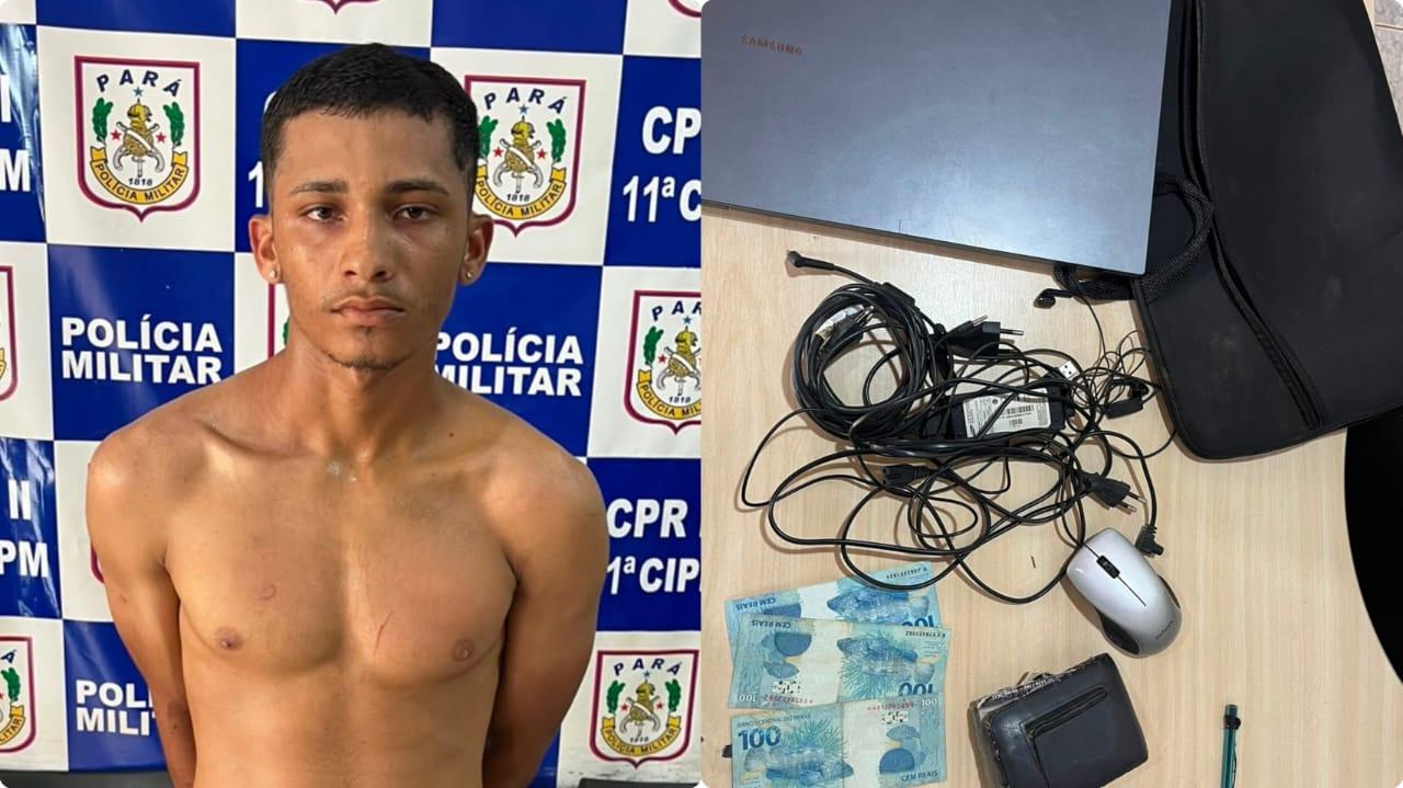 Suspeito é preso após furtar dinheiro e notebook de carro em Rondon do Pará