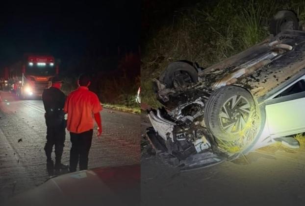 Colisão frontal entre carro e motocicleta deixa uma pessoa morta na BR-155, entre Sapucaia e Xinguara