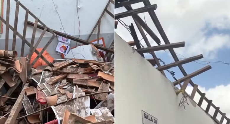 Telhado de escola desaba e deixa seis crianças feridas em Açailândia