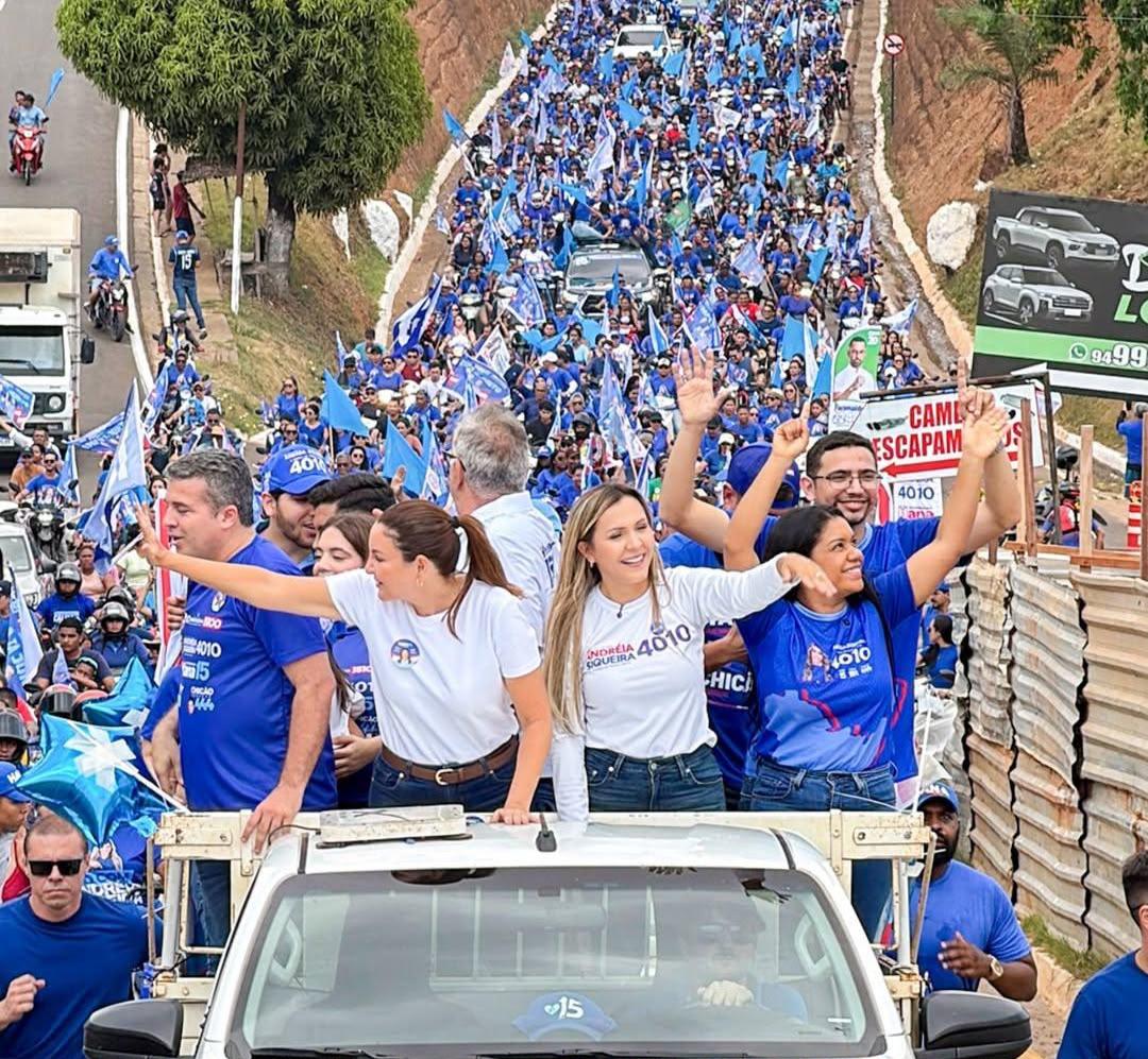 Ao lado de Alexandre e Andréia Siqueira, Hana arrasta multidão em carreata por Tucuruí