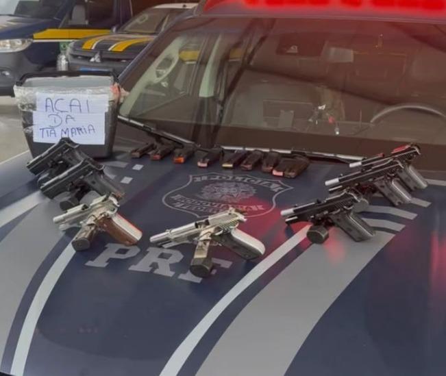 Benevides: PRF apreende armas, carregadores e munições dentro de caixa térmica