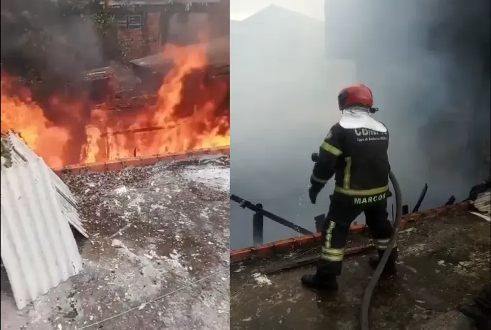 Incêndio de grandes proporções atinge padaria e residência na Terra Firme, em Belém