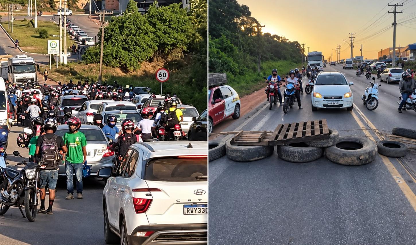 Moradores bloqueiam trecho da BR-230 em protesto contra falta de água em Marabá