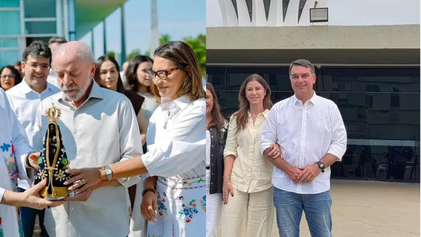 Lula e Flávio participam de missas no Dia de Nossa Senhora
