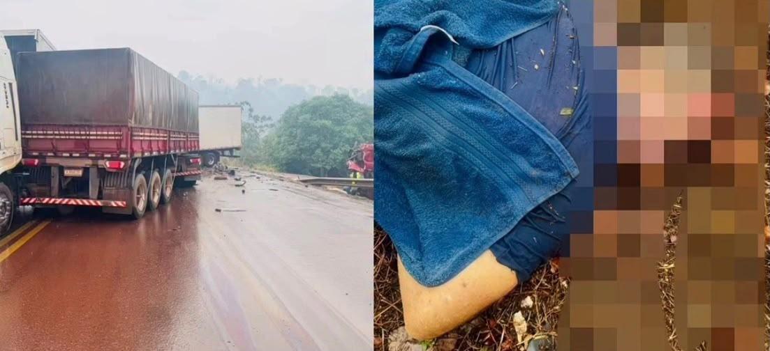Motorista morre em colisão entre duas carretas na BR-163, em Trairão