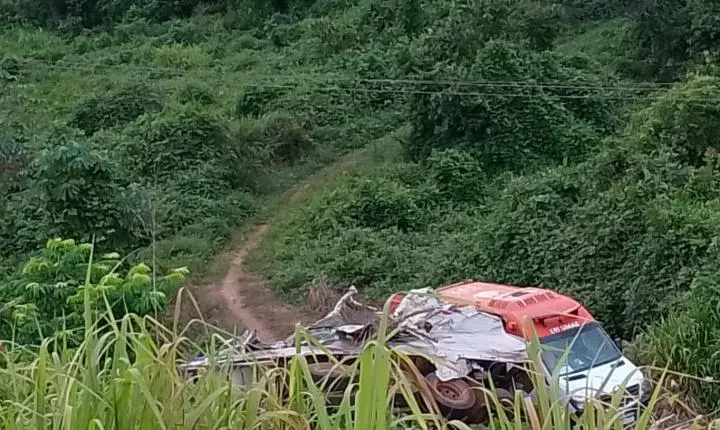 Acidente grave faz caminhão cair em ribanceira na BR-230