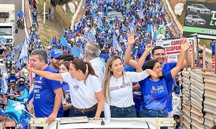 Ao lado de Alexandre e Andréia Siqueira, Hana arrasta multidão em carreata por Tucuruí