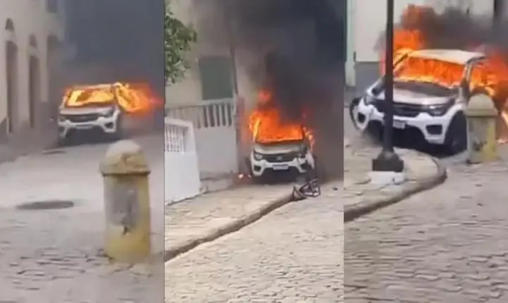 Carro pega fogo e desce desgovernado no Centro Histórico de São Luís