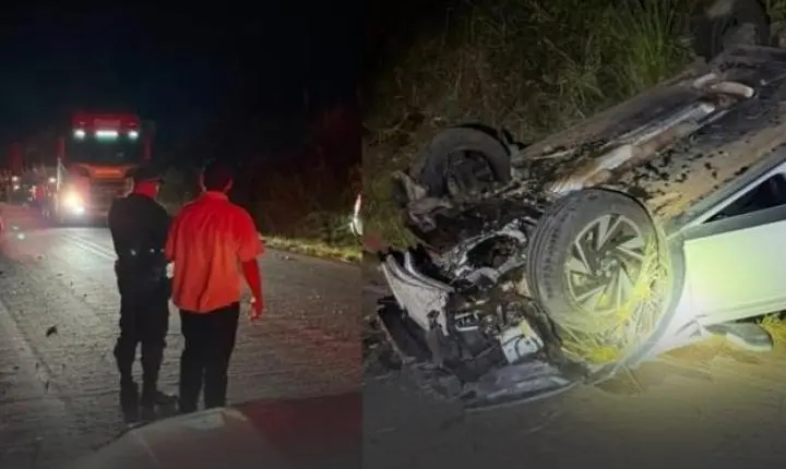 Colisão frontal entre carro e motocicleta deixa uma pessoa morta na BR-155, entre Sapucaia e Xinguara