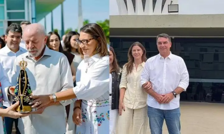 Lula e Flávio participam de missas no Dia de Nossa Senhora