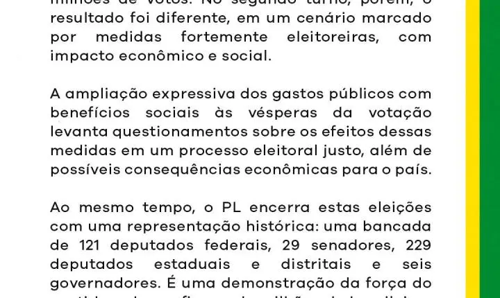 PL reconhece resultado das eleições