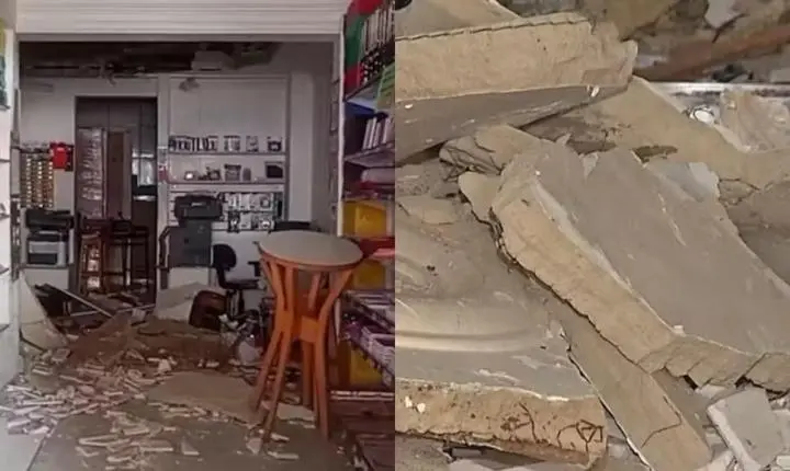 Teto de papelaria desaba e deixa homem ferido em Belém
